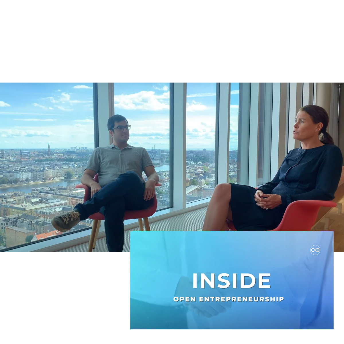 man and woman talking